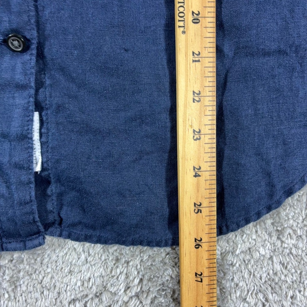 J.Crew Baird McNutt Irish Linen Shirt Womens Small Slim Navy Blue Long Sleeve - Picture 7 of 12